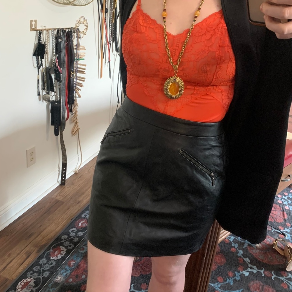 BGSD Zippered LEATHER skirt miniskirt Petite PXL